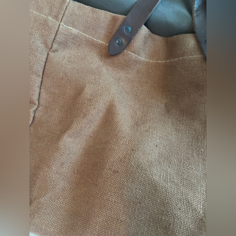 Tampico made in France cotton burlap leather tote bag - Picture 9 of 16